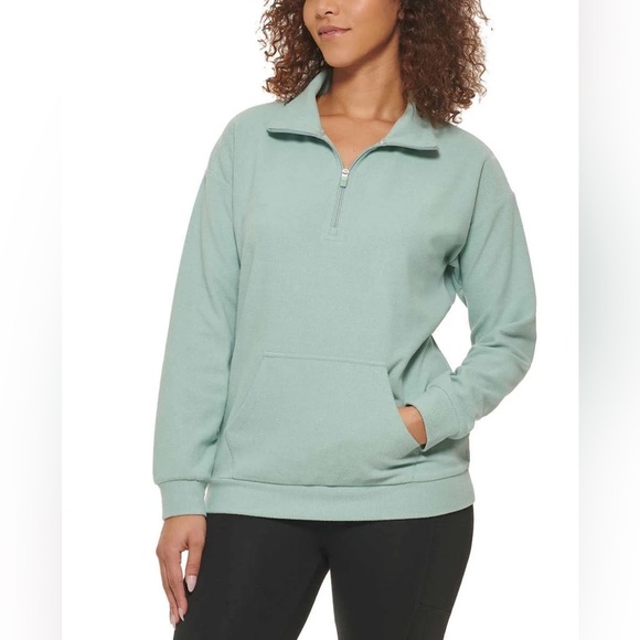 Marc New York Quarter Zip Pullover Sweater Women’s S Jade Green Ribbed Cozy Soft - Picture 3 of 12